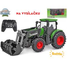 Kids Globe farming traktor zelený s pčedním nakladačem 27cm