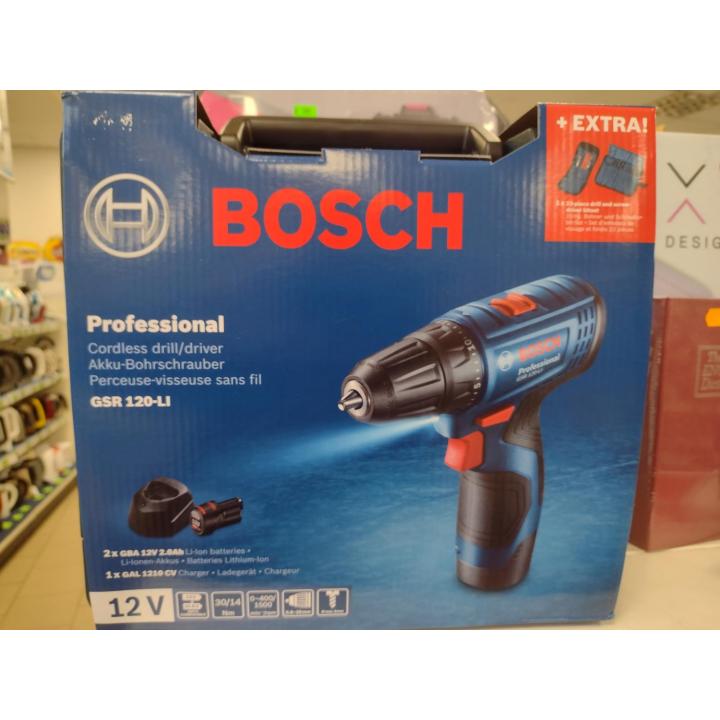 Bosch GSR 120-LI + sada vrtáků a bitů