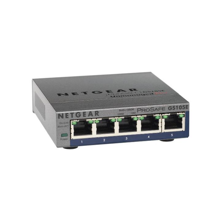 Netgear GS105E PLUS SWITCH, 5xGbE (mngt. via PC utility-monitoring also via WEB)