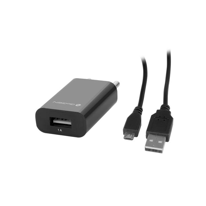 GoGen ACH 101 C, 1x USB + microUSB kabel 1,2m, černá barva Nabíječka do sítě