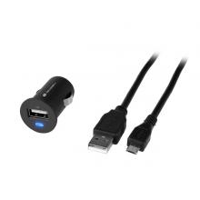 Autonabíječka GoGEN CH 12 C, 1x USB + kroucený microUSB kabel 1,2m, černá barva