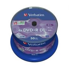 VERBATIM DVD+R 8,5 GB 8x DoubleLayer MATT SILVER spindl 50pck/BAL